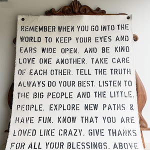 Canvas Wall Tarp 36x48” Remember Quote Kids Room Art Inspirational Wall Hanging Poetry Tarp Fabric Wall Hanging Large Wall Textile Graphic