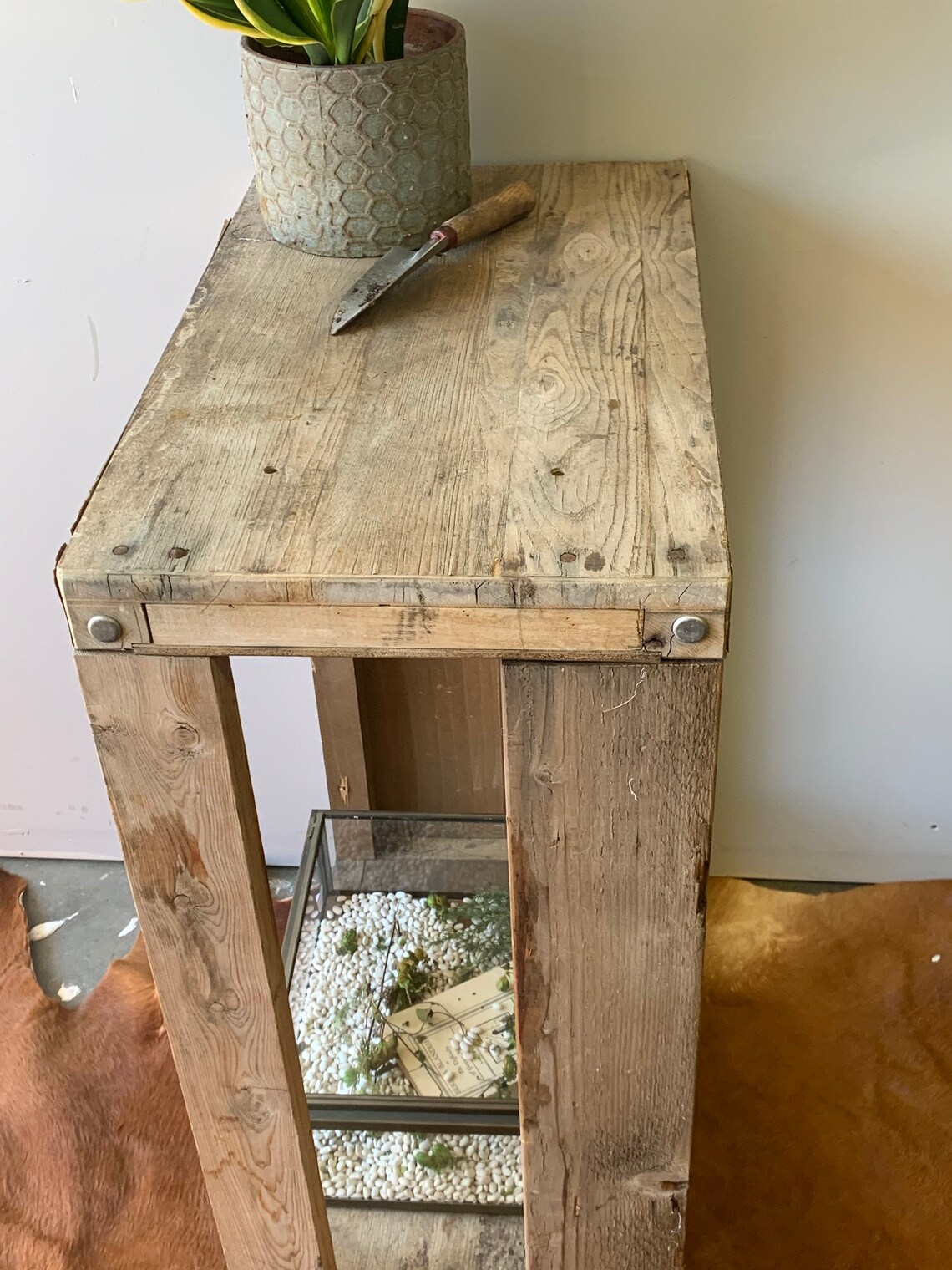 Carro rústico de madera rodante / Banco de macetas / Banco de | Etsy