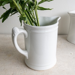 Antique Ironstone Pitcher WARRANTED Stoneware Pitcher Tavern Pitcher Milk Jug English Ironstone 1800s White Heavy