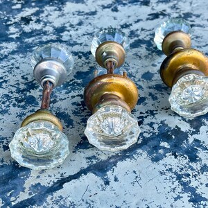 Antique Crystal Doorknobs Brass Interior Bedroom Doorknobs Bathroom Doorknobs Clear Glass Antique Hardware Door Knob Set 12 Point 画像 5