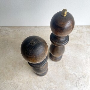 Wooden Salt and Pepper Grinders Turned Wood Spindle Salt and Pepper Shakers Set of Two image 2