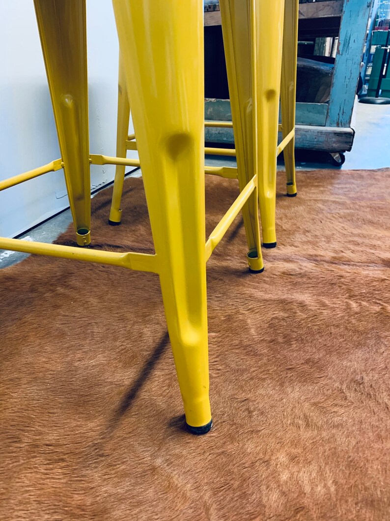 Set of 2 Yellow Metal Bar Stools Painted Metal Bar Stools Etsy
