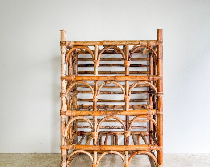 Mid Century Bamboo Bentwood Wine Rack Shelf Boho Tiki 12 Bottle Wine ...