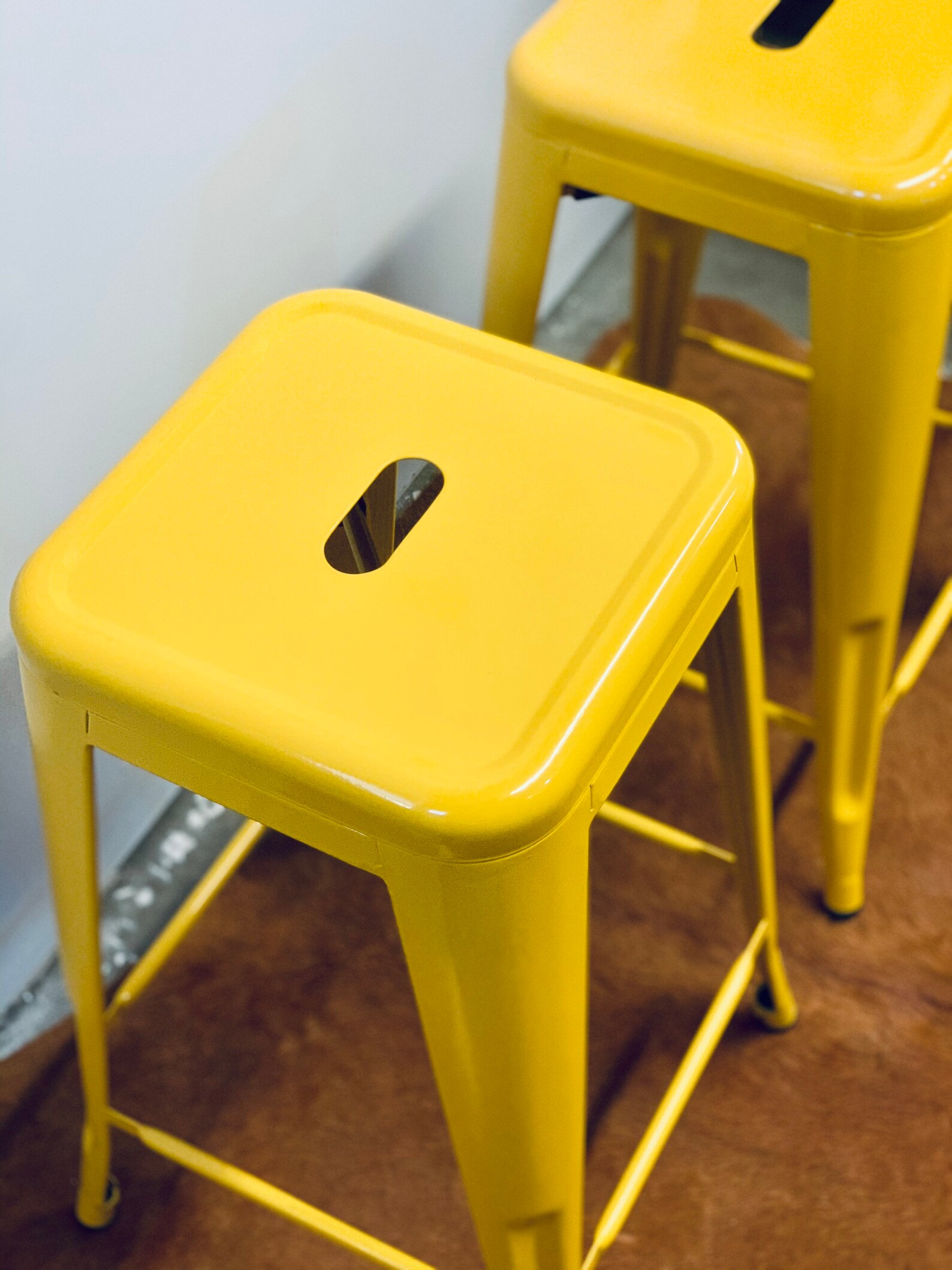 Set of 2 Yellow Metal Bar Stools Painted Metal Bar Stools Etsy