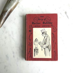Vintage Dr Doolittle Book by Hugh Lofting 1948 Illustrated Hardcover Children’s Vintage Book Red Book Children Literature Fiction Animals