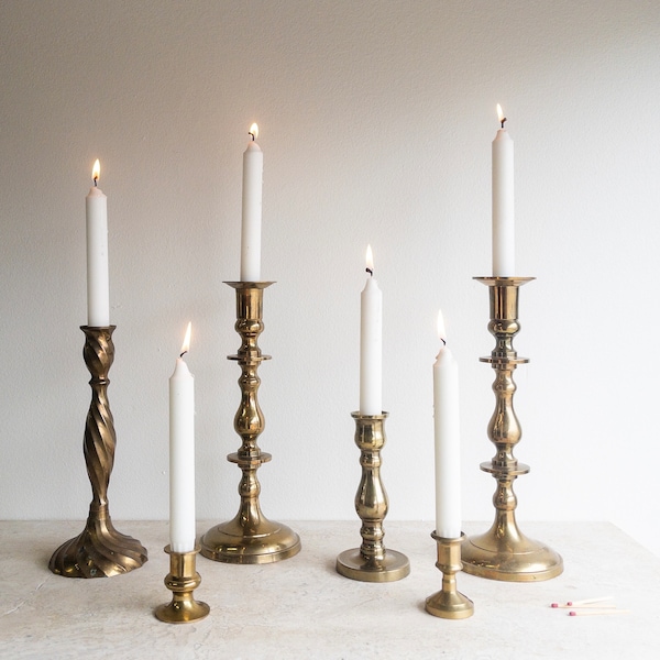 Brass Candlesticks Tall Brass Candleholders Taper Candleholders Traditional Decor Mantle Dining Room Centerpiece Candle Holder Vintage Brass