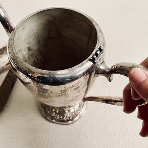 Silver Pitcher Antique Pitcher Tarnished Silver Vase Display Flowers Branches Shabby Chic Silverplate image 7