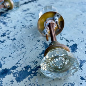 Antique Crystal Doorknobs Brass Interior Bedroom Doorknobs Bathroom Doorknobs Clear Glass Antique Hardware Door Knob Set 12 Point #1