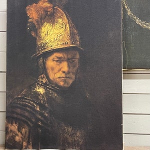 The Man with the Golden Helmet Rembrandt Painting Art Mid Century Dutch Artist Oil Lithograph Giclee Canvas Classic Art Museum Holland image 1