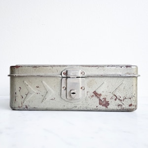 Metal Tool Box Galvanized Tool Box Industrial Tool Box Vintage Tool Box Craft Storage Art Storage Money Box Card Box Metal Box Storage