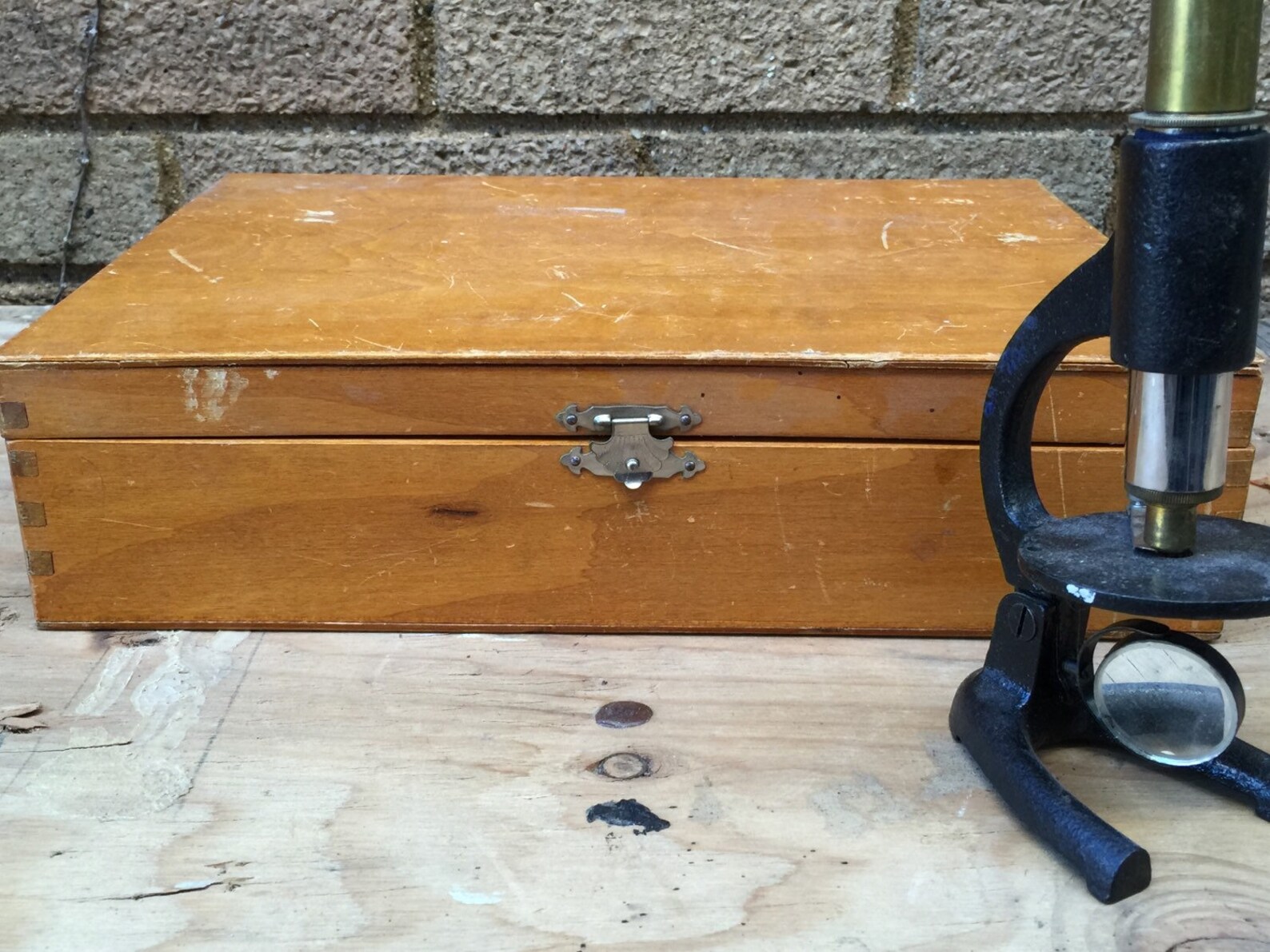 Vintage MICROSCOPE set in original wood box gReAt GiFt iDeA Etsy