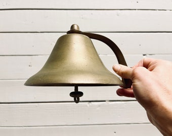 Perko Ship Bell Brass Maritime Fog Bell Vintage Heavy Large Brass Bell Wall Hung Nautical Decor Mid Century Metal Hand Held Bell