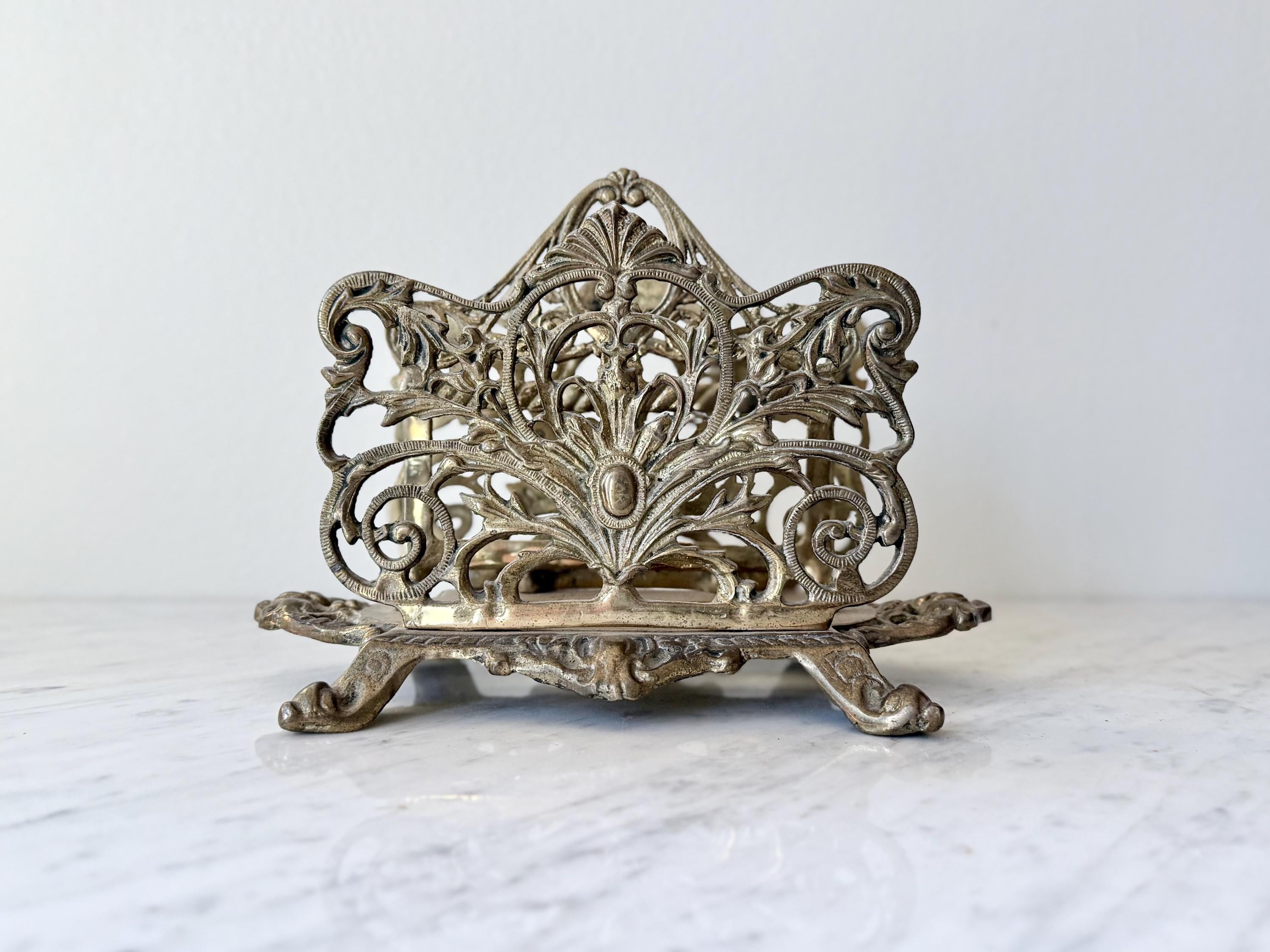 アンティーク真鍮アールヌーボーレターラック卓上B＆Hブラッドリー