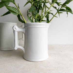 Antique Ironstone Pitcher Stoneware Pitcher Tavern Pitcher Milk Jug English Ironstone American Potteries 1800s White Heavy Pitcher
