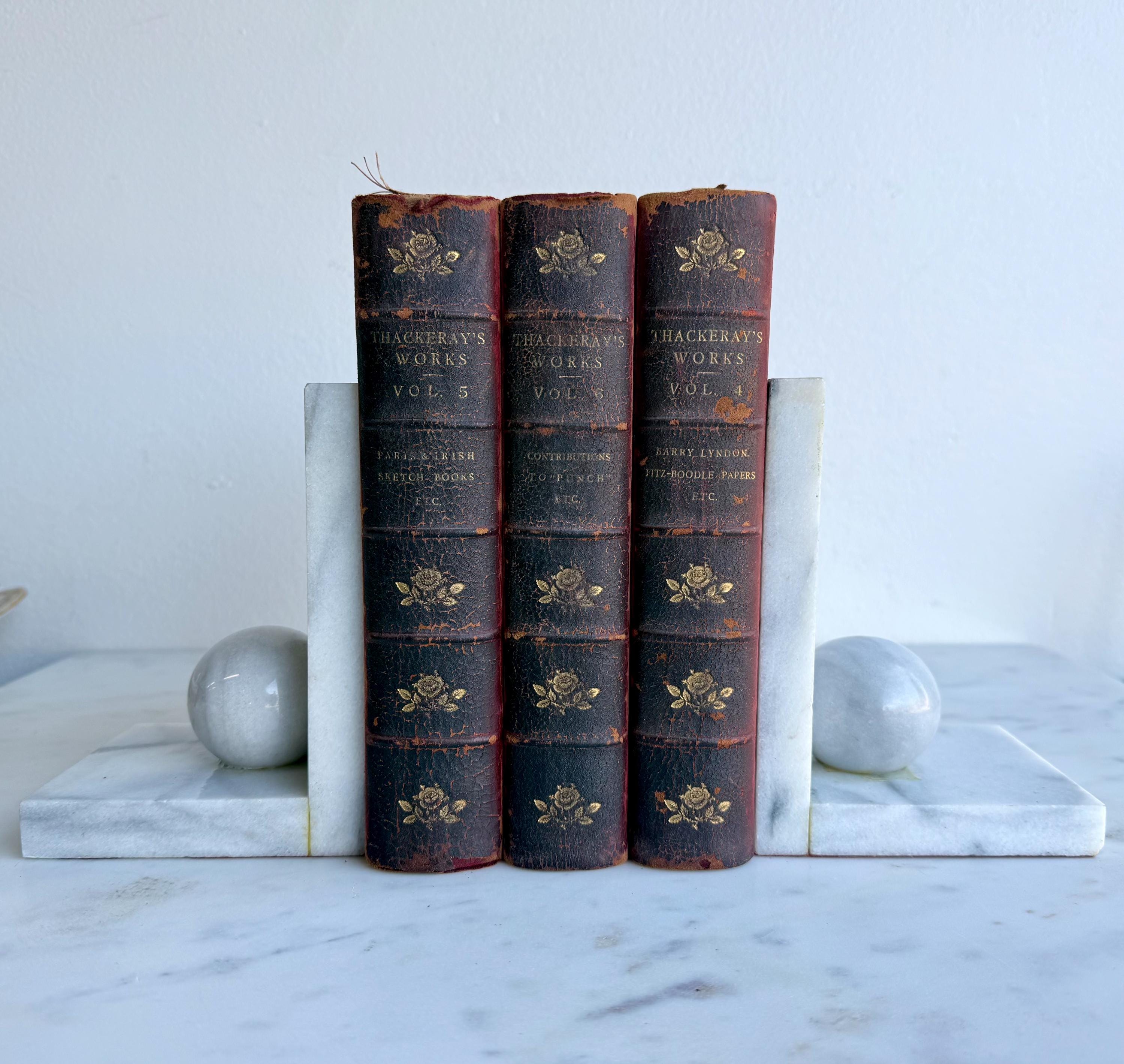 Vintage Marble Sphere Bookends Spherical Orb Mid Century Art Deco