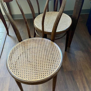 Bentwood Chairs Set of Two Bent Wood Dining Chairs Thonet Chairs Bistro Chairs Wood Caned Chairs Caning Caned Seat Rattan Wicker MCM image 5