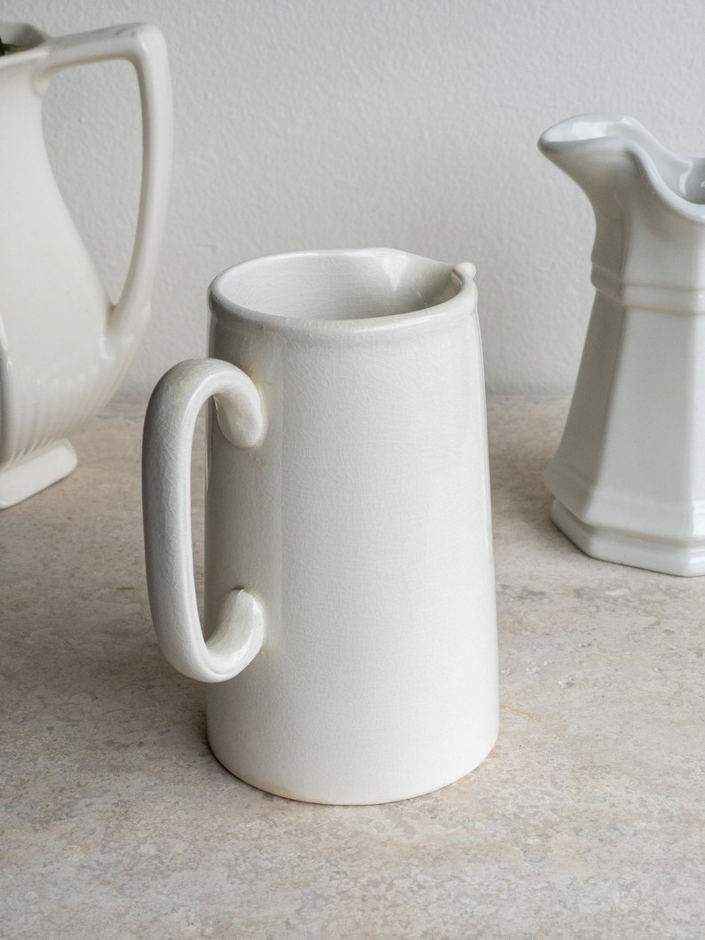 Lord Nelson Pottery Cream Pitcher Small Pitcher Ironstone White Made in England Vintage Antique Serveware Collectible image 1