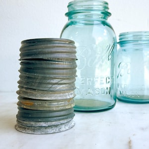 Antique Zinc Canning Jar Lid Ball Jar Lid Mason Atlas Jar Lid Metal and Porcelain Jar Lid Screw On Lid Quart Jar Pint Jar Canning Supplies