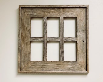 Multi-opening Wood Frame | Rustic Wood Frame | Wood Windowpane Frame | Reclaimed Wood Frame | 4x6 Frame | Wedding | Family Photos | Postcard