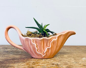 Mid Century Peach Gravy Bowl | Small Coral Pitcher | Coral Flower Planter | McCoy | MCM