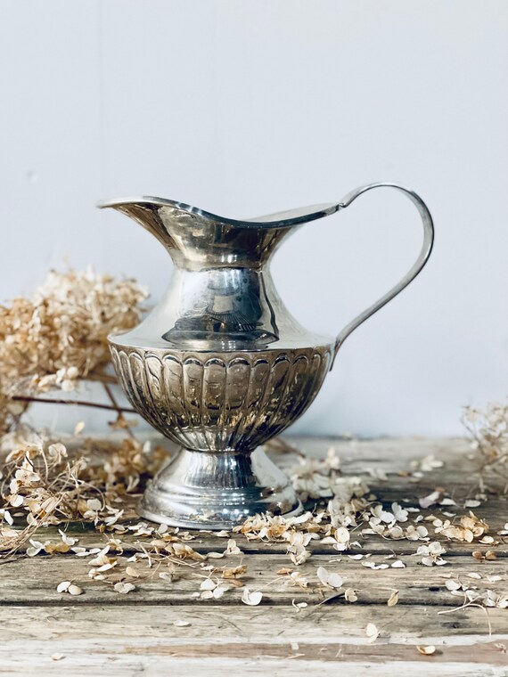 Vintage Silver Pitcher Tarnished Silver Water Pitcher Silver