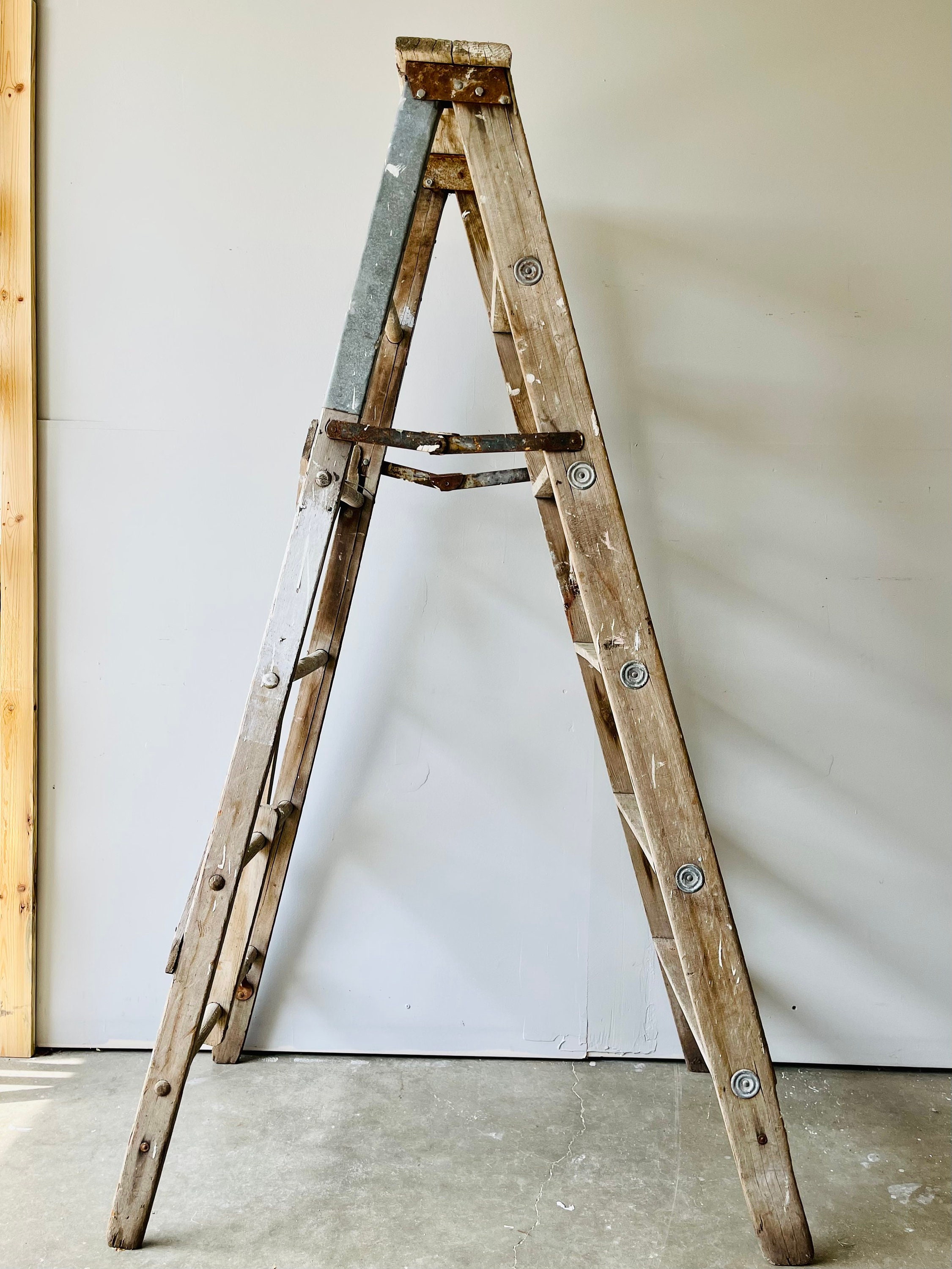 Antique Rustic AFrame Ladder Plant Ladder Blanket Ladder Etsy