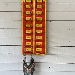 Lawnmower Repair Parts Display Hardware Store Industrial Display Red and Yellow Wood Rack Wall Rack Necklace Display Jewelry Display image 6