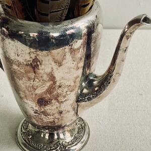 Silver Pitcher Antique Pitcher Tarnished Silver Vase Display Flowers Branches Shabby Chic Silverplate image 2