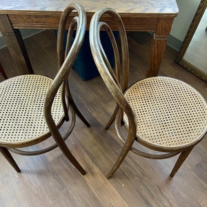 Bentwood Chairs Set of Two Bent Wood Dining Chairs Thonet Chairs Bistro Chairs Wood Caned Chairs Caning Caned Seat Rattan Wicker MCM image 3