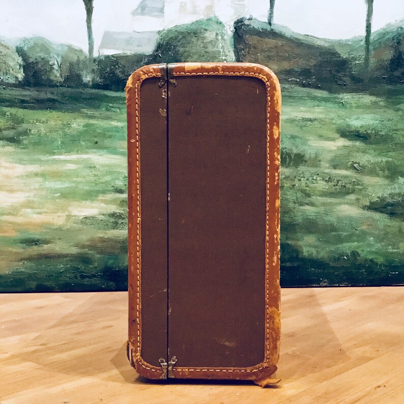 Vintage Brown Leather Suitcase Brown Leather Suitcase Vintage Travel Vintage Leather Suitcase Hard Side Suitcase Wedding Card Box