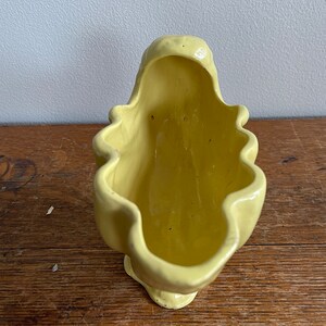 Yellow Mid Century Planter Dish Pottery Mid-Century Conch Planter Houseplant Butter Yellow Planter Made in USA image 5