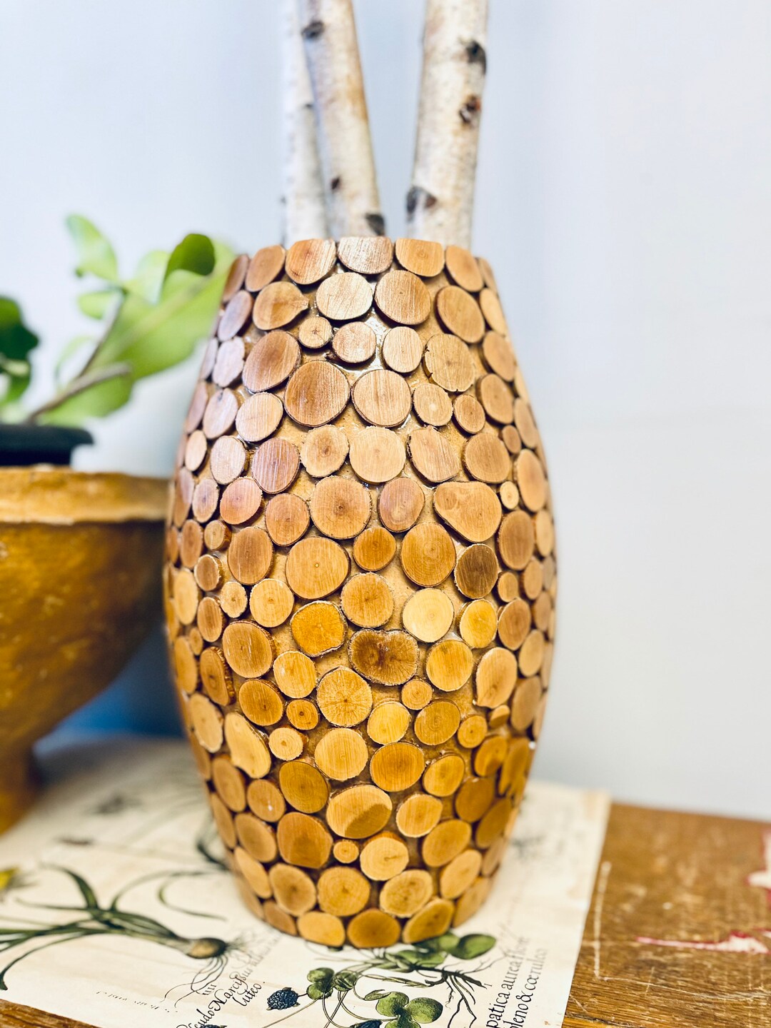 Tall Wood Vase Branch Vase Wood Slab Vase Rustic Etsy