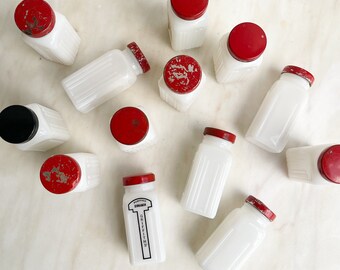 アンティーク スパイスジャー セット ホワイト ミルクグラス 13 個