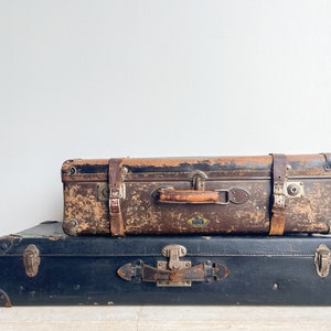 Antique Leather Suitcase Antique European Suitcase Antique Rustic Bag Travel Vintage Travel Trunk Leather Handbag Leather Travel Suitcase