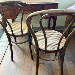 Bentwood Chairs Set of Two Bent Wood Dining Chairs Thonet Chairs Bistro Chairs Wood Caned Chairs Caning Caned Seat Rattan Wicker MCM image 6