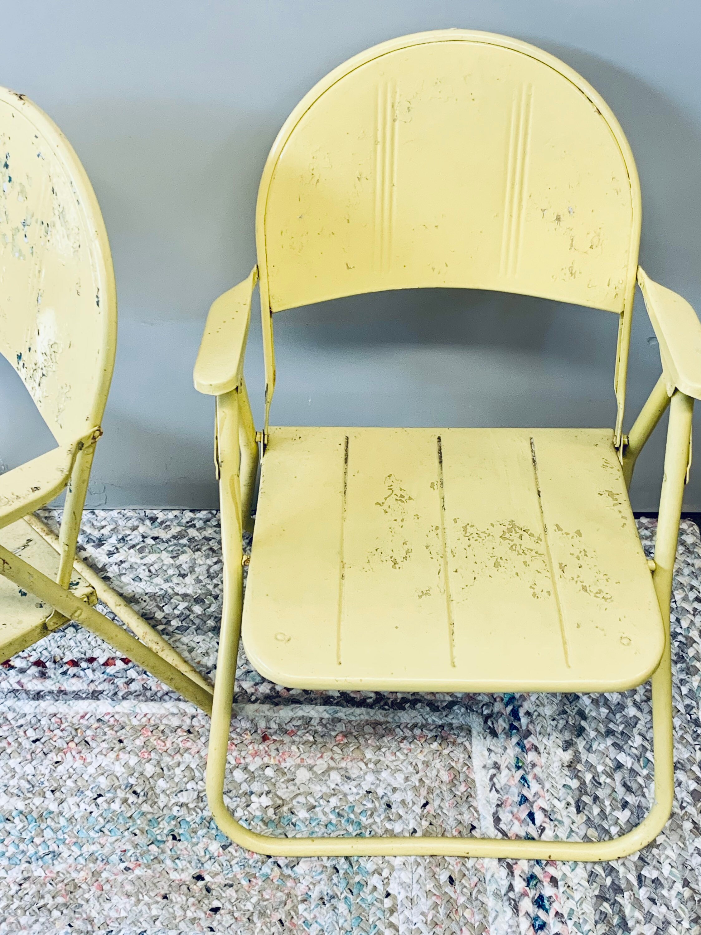 Sillas de patio de metal amarillo vintage / muebles de | Etsy