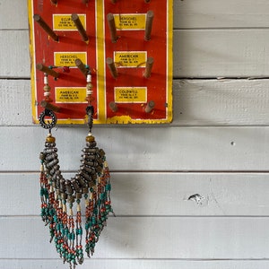 Lawnmower Repair Parts Display Hardware Store Industrial Display Red and Yellow Wood Rack Wall Rack Necklace Display Jewelry Display image 5