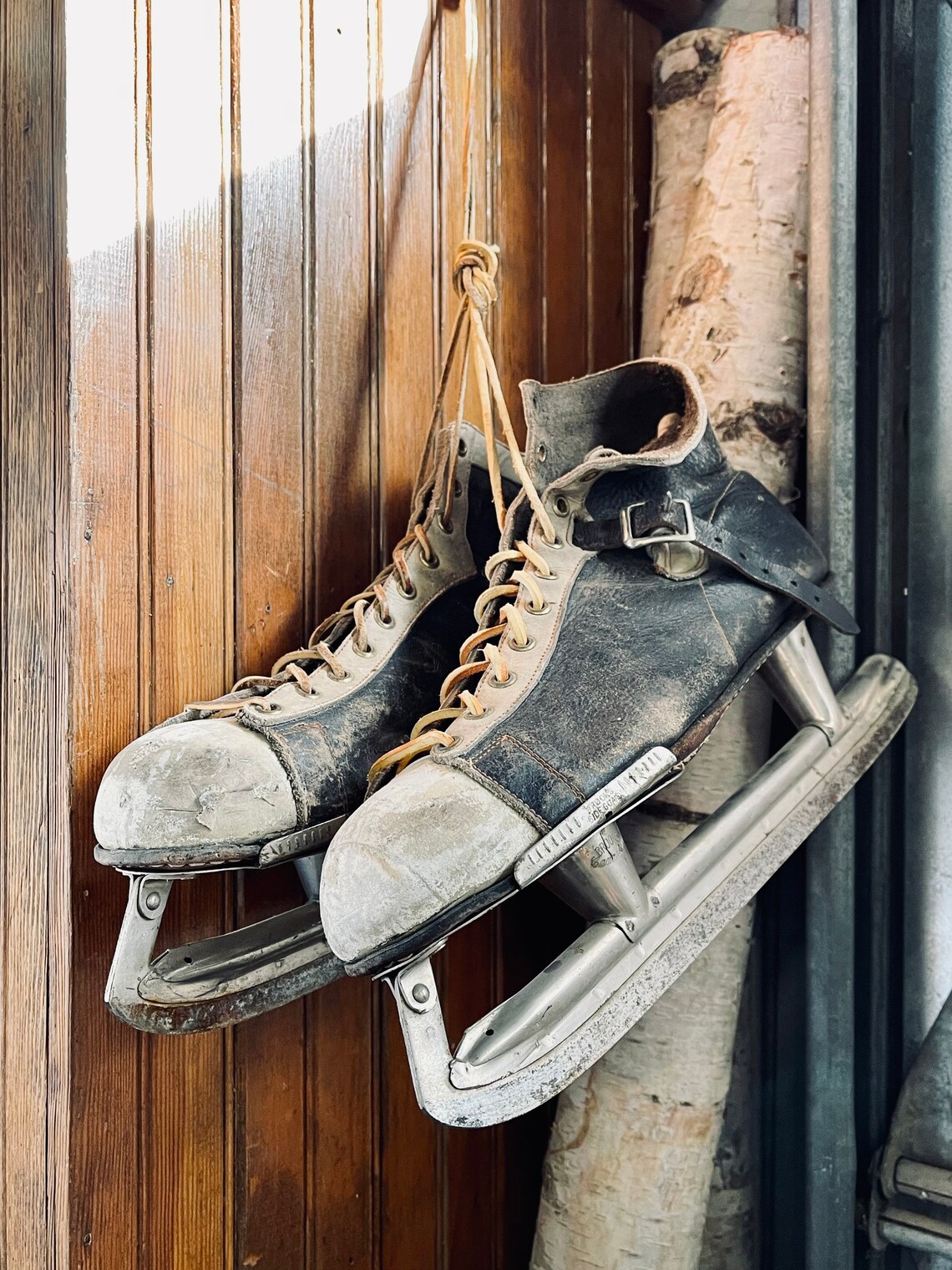 Antique Mens Ice Skates Black Ice Skates Black and White Etsy