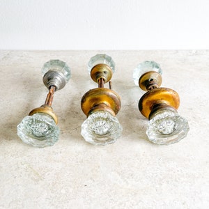 Antique Crystal Doorknobs Brass Interior Bedroom Doorknobs Bathroom Doorknobs Clear Glass Antique Hardware Door Knob Set 12 Point 画像 3