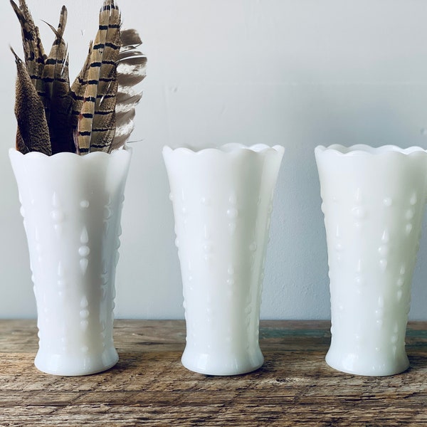 Vintage Hobnail Vase | Vintage White Milkglass Vase | Milk Glass Vase | White Vase | Shabby Chic Vase | Wedding Vase | Centerpiece