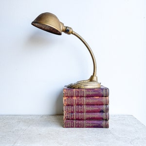 Antique Gooseneck Desk Lamp Art Deco Gold Articulating Lamp Industrial Desk Lamp Adjustable Lamp Metal Lamp Mid Century Light Office Studio