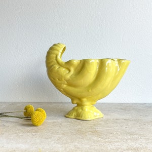 Yellow Mid Century Planter Dish Pottery Mid-Century Conch Planter Houseplant Butter Yellow Planter Made in USA image 2