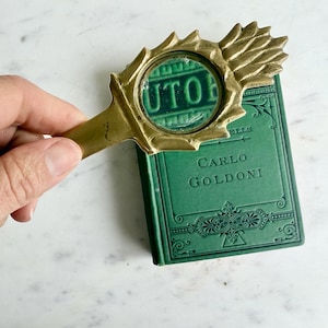 Vintage Brass Magnifying Glass Letter Opener Pineapple Housewarming Gift Antique Brass Letter Opener Desk Accessories Curiosties Office
