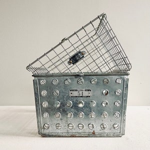 Vintage Locker Basket 54 Single Industrial Storage Locker Basket Numbered Numbers Gym Locker Pool Locker Metal Basket Square Basket Wire