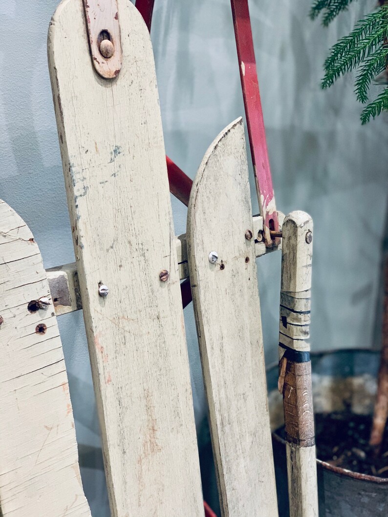 Antique Wooden Sled with Runners Vintage Sled with Metal