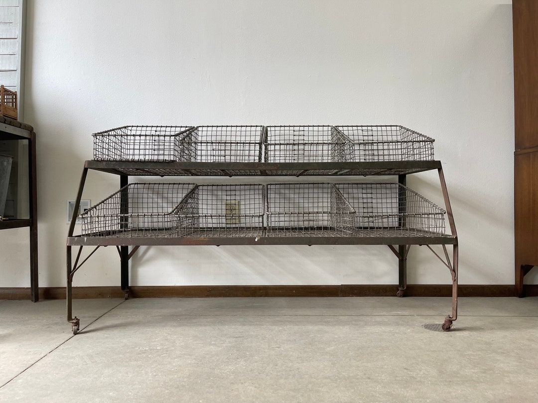 Industrial Metal Wire Basket Display General Store Steel Etsy