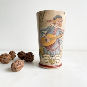 SALE Villeroy & Boch Mettlach Pug Beaker 1093 Violin Player 1/4L German Beer Glass Mug Stein European Antique Germany Kitchen Collectible