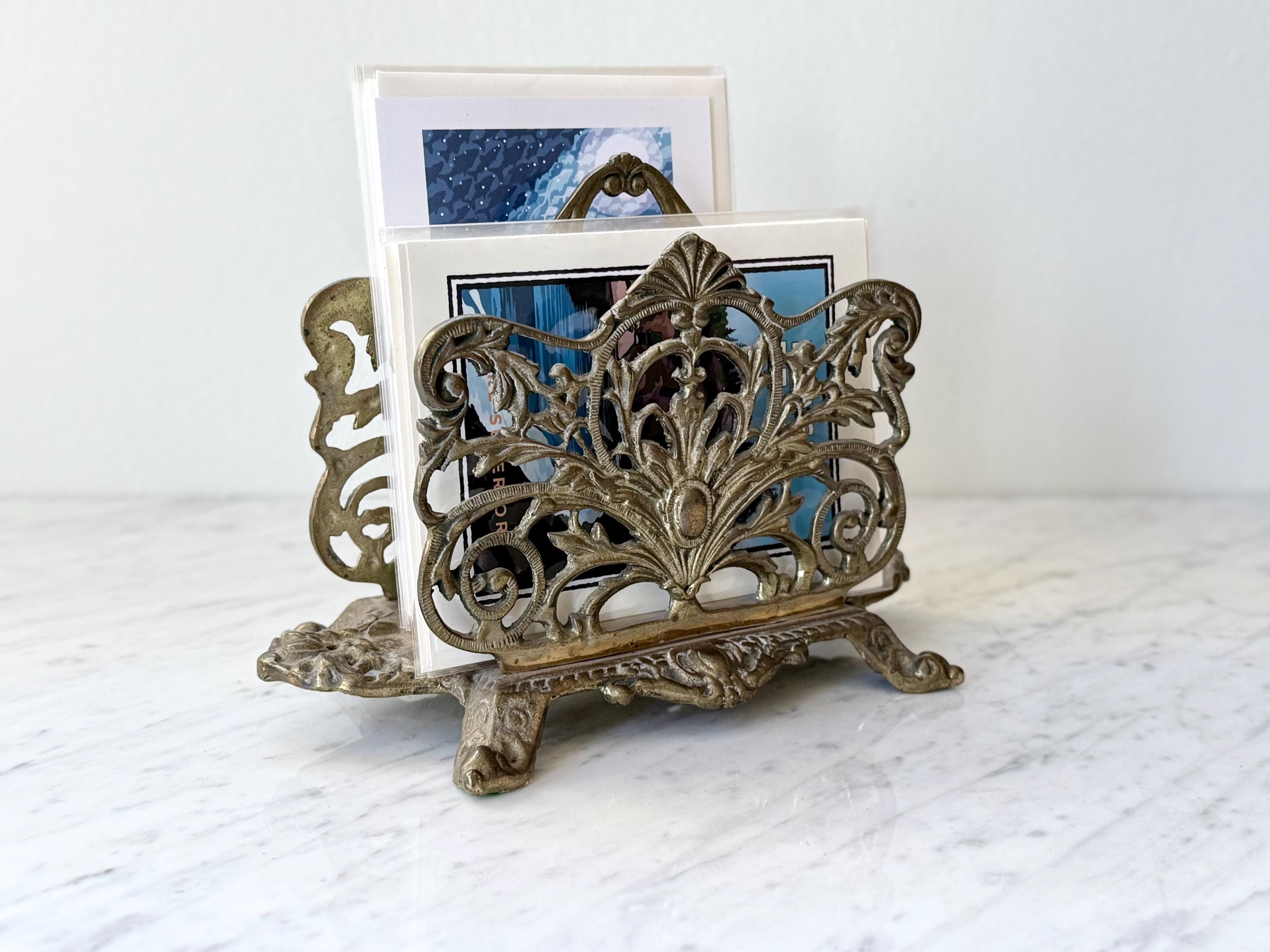 アールヌーボー風ブロンズナプキンスタンド レターラック アンティーク