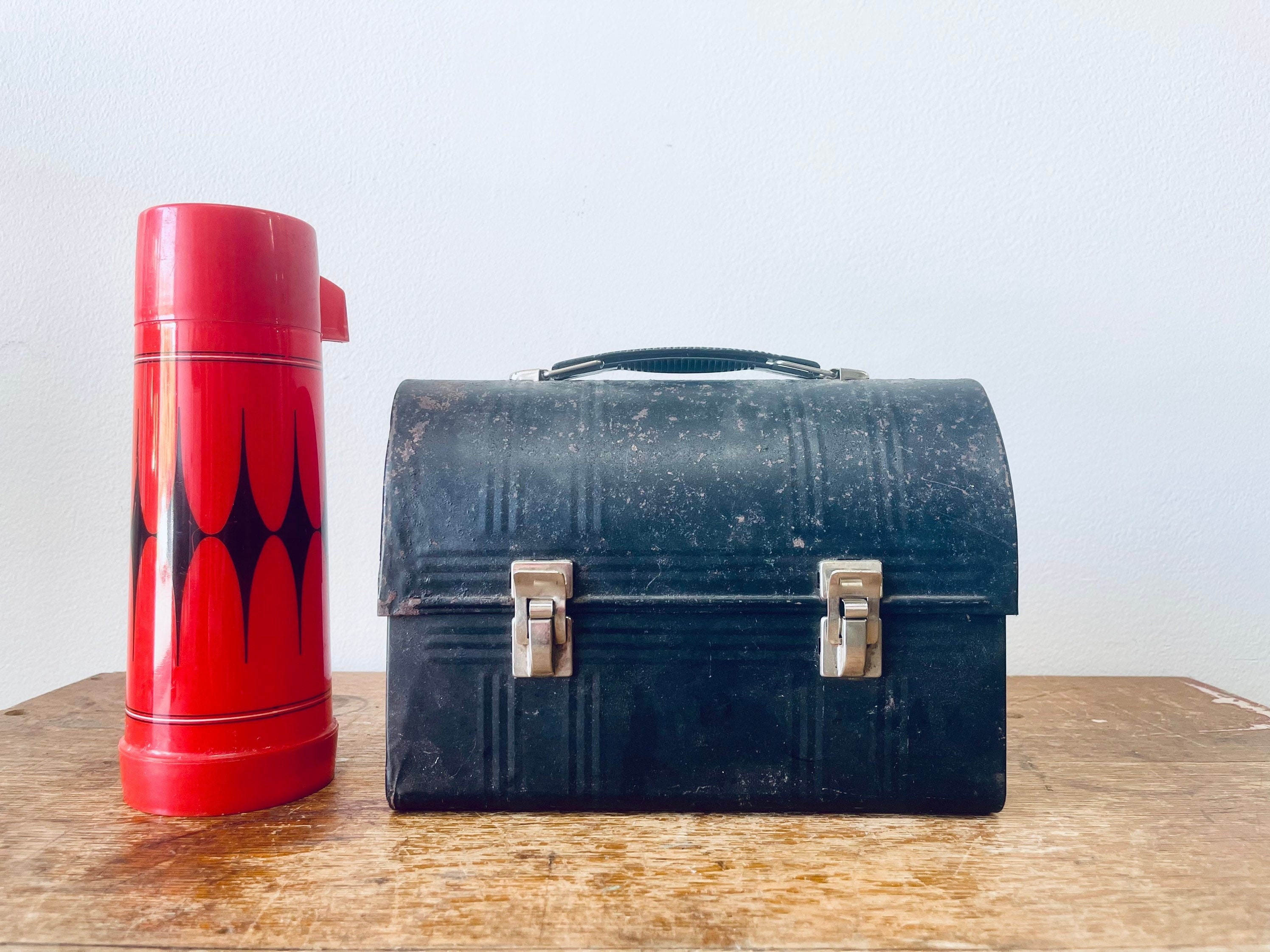 Metal Lunch Box with Thermos | American Thermos Bottle Co. | Antique  Workman's Lunchbox | Retro | Victory Dome Top Lunch Pail | Photo Prop