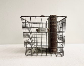 Vintage Metal Locker Basket 55 | Single Locker Basket | Numbered | Numbers | Gym Locker | Pool Locker | Metal Basket | Square Basket | Wire